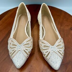 Copper Key Ritzie Satin Mesh Rhinestone Butterfly‎ Flats Bridal Fairy Glam W 8.5